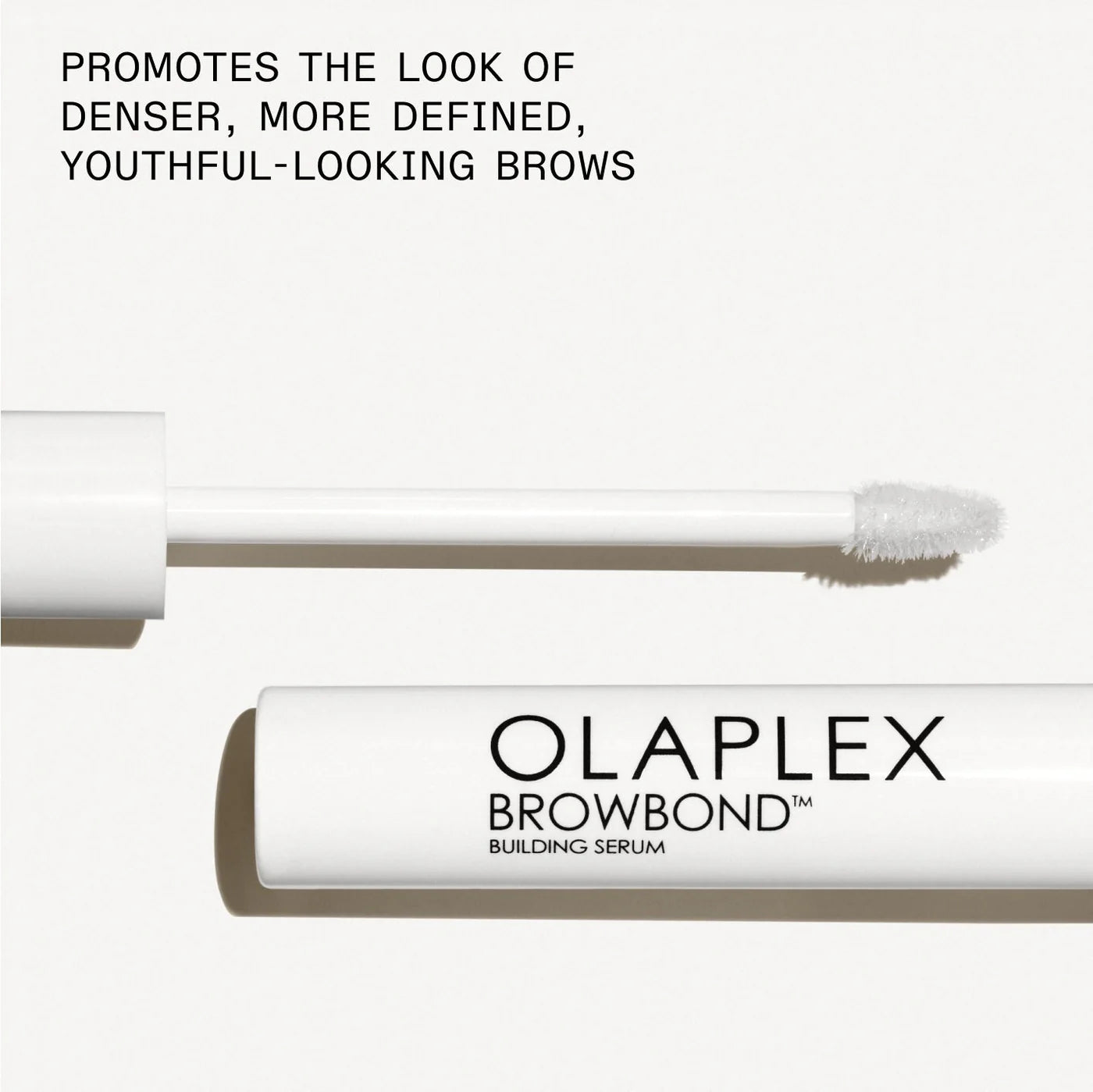 Olaplex BrowBond Building Serum 3.5ml precision applicator with white spoolie brush for fuller, healthier-looking brows.