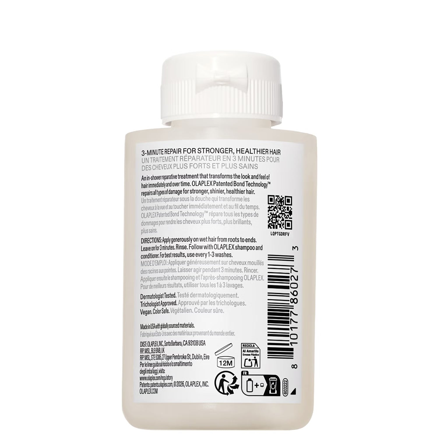 Olaplex No.3 Plus Complete Repair Treatment back of product 