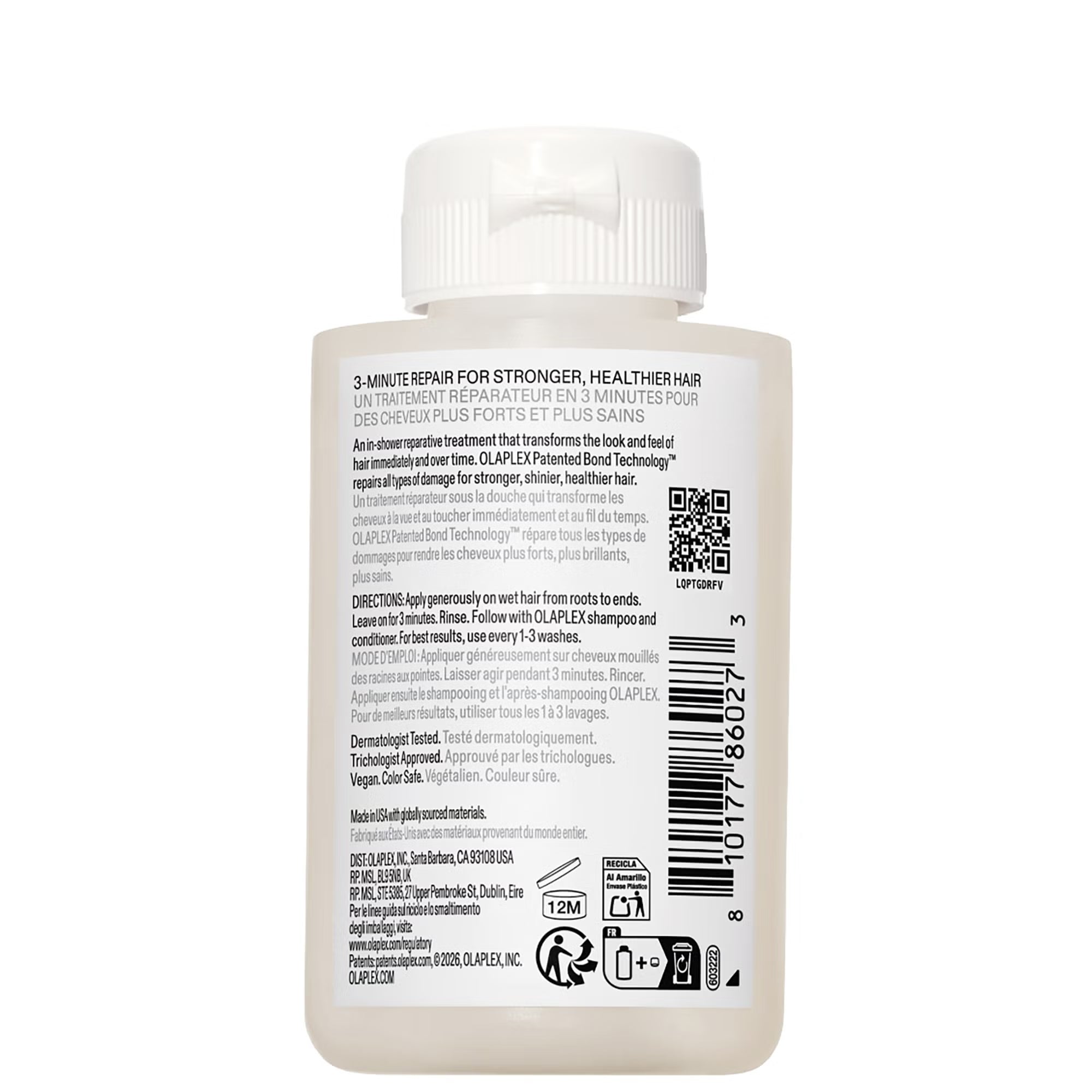 Olaplex No.3 Plus Complete Repair Treatment back of product 