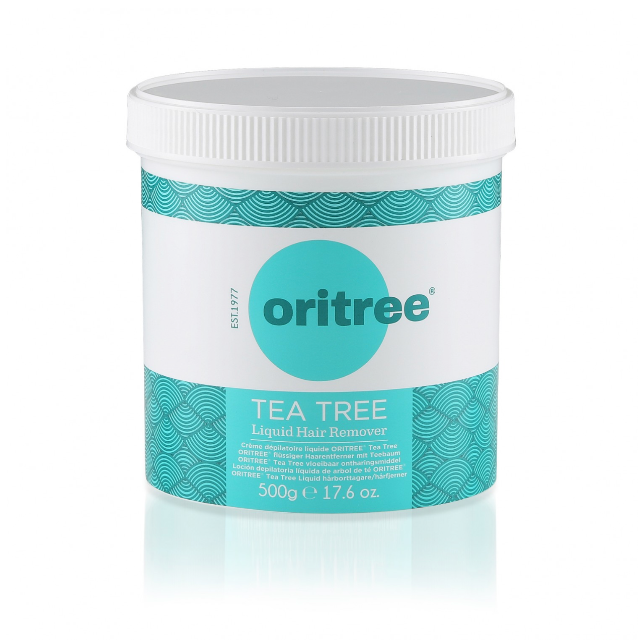 Oritree Tea Tree Liquid Hair Remover 500g, professional depilatory cream with tea tree oil for gentle, effective body hair removal and post-treatment skin care.
