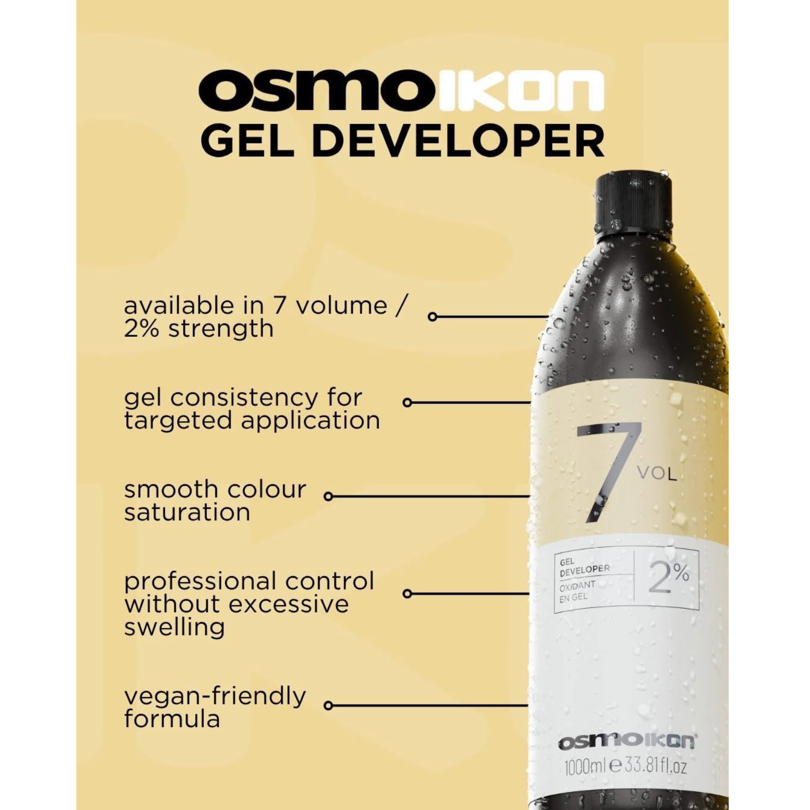 OSMO IKON Gel Developer 7 Vol 2% with a vegan-friendly gel formula for targeted application, smooth colour saturation and professional control without excessive swelling.