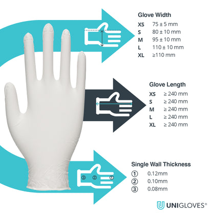 Unigloves Latex Powder Free Single Use Examination Gloves