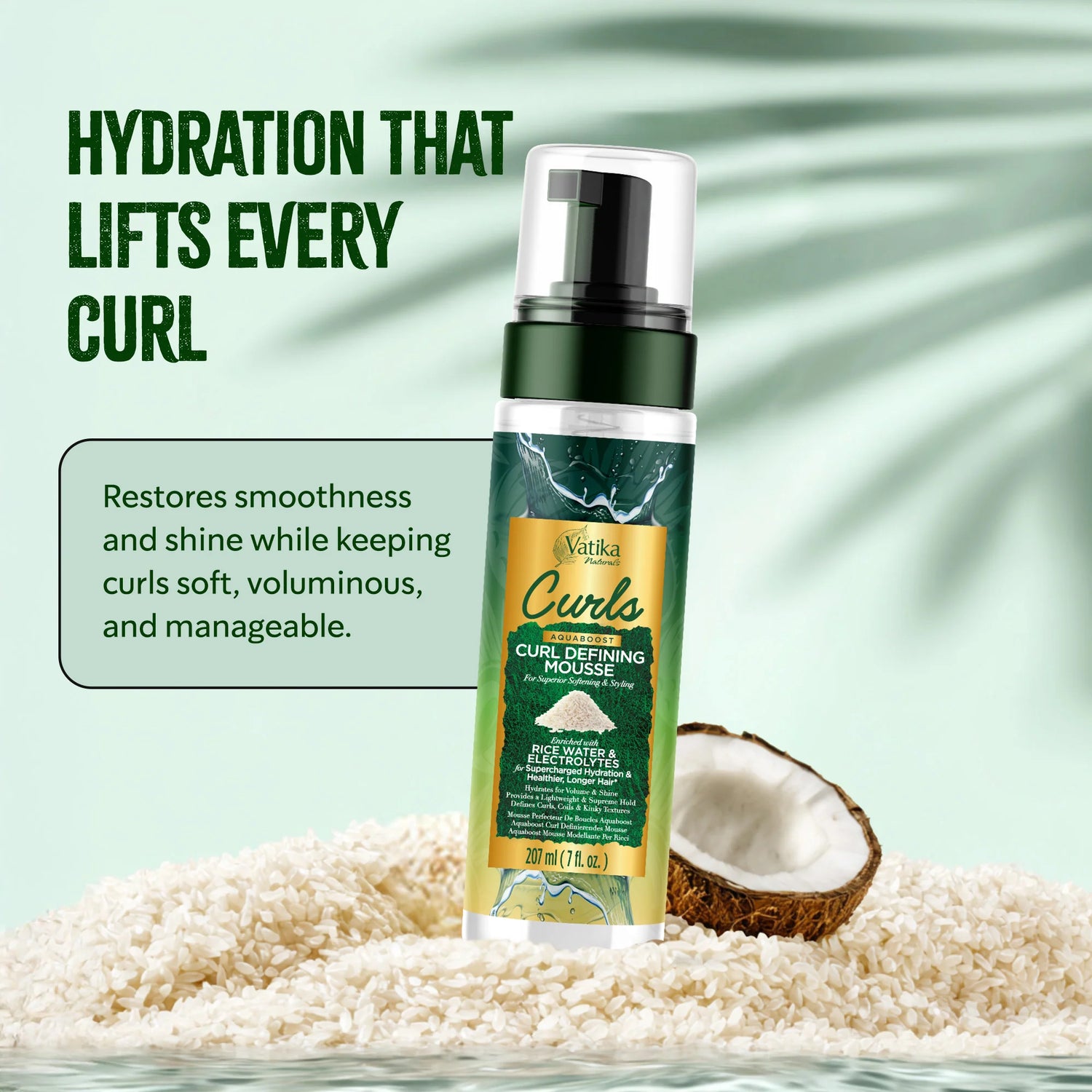 Dabur Vatika Naturals Curls Aquaboost Curl Defining Mousse 207ml