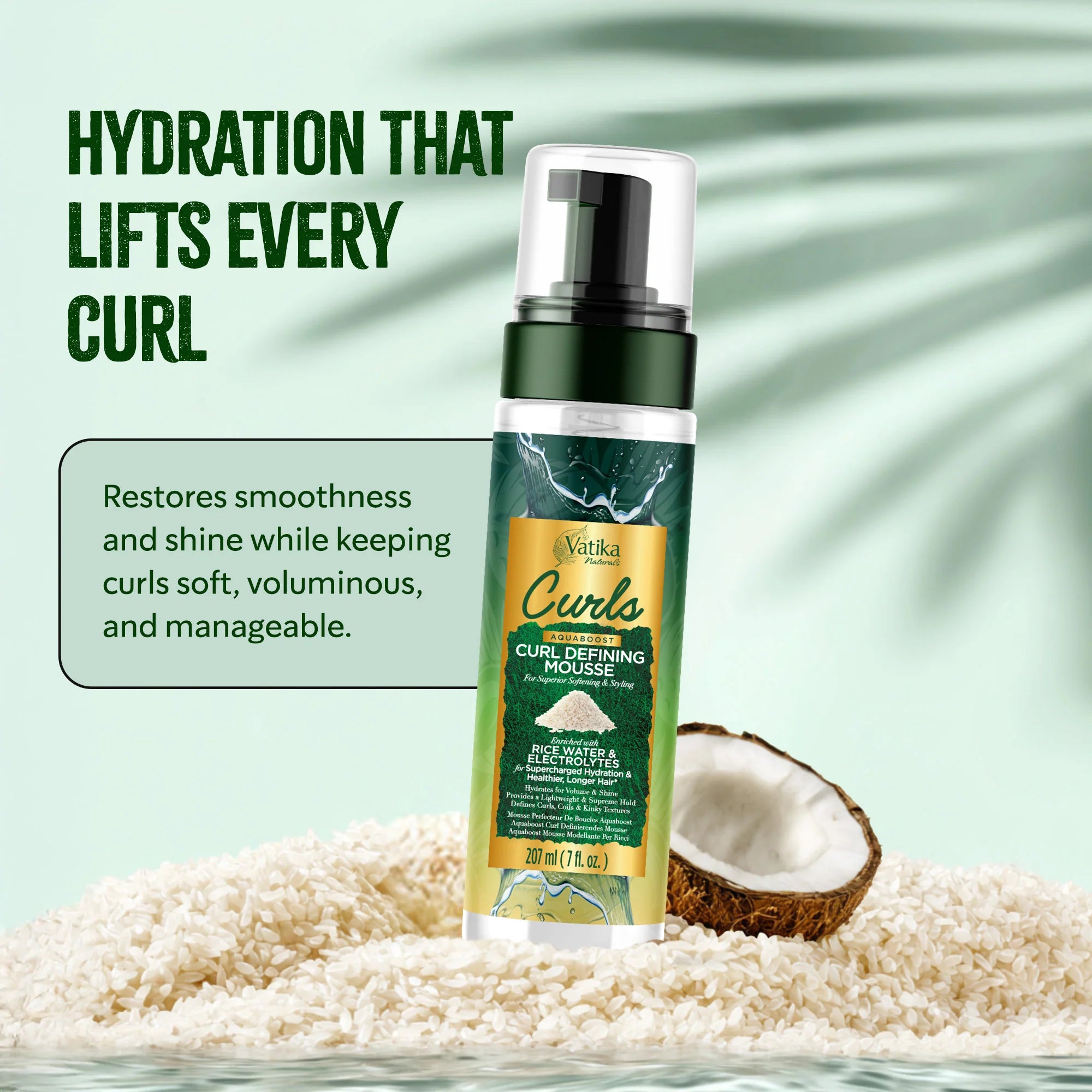 Dabur Vatika Naturals Curls Aquaboost Curl Defining Mousse 207ml