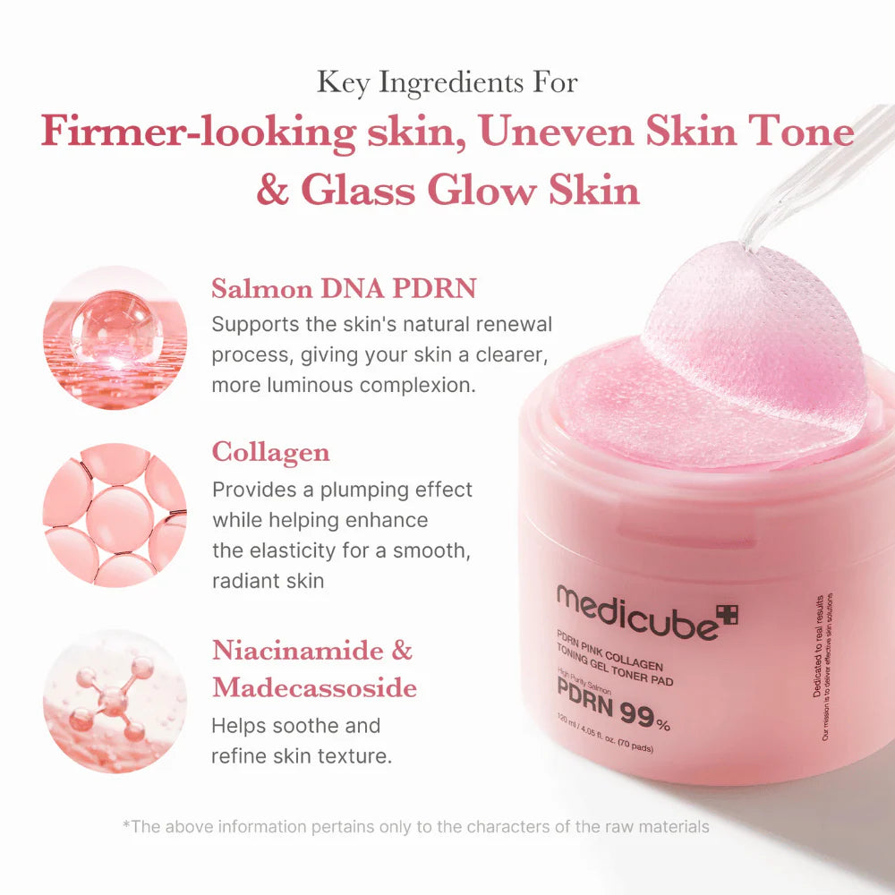 Medicube PDRN Pink Collagen Toning Gel Toner Pad 120ml (70pcs)
