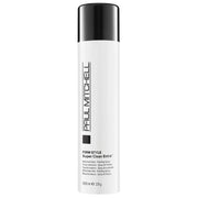 White bottle of Paul Mitchell hair product with black cap on a white background