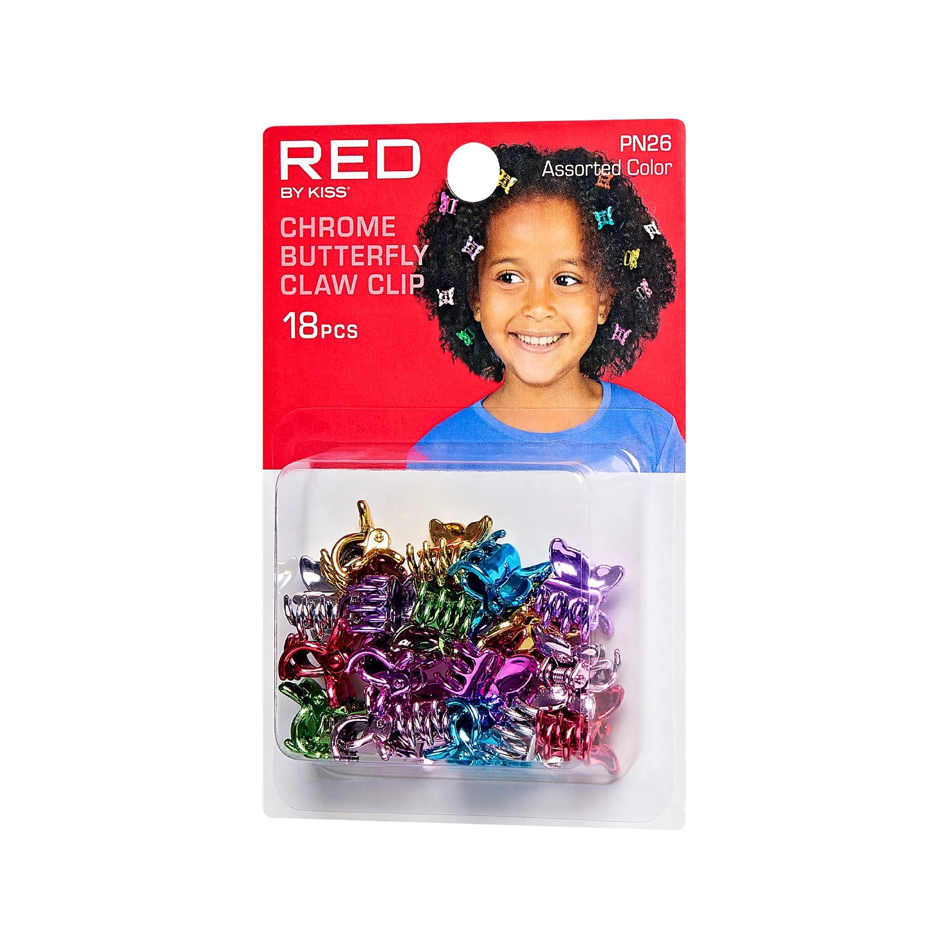 Red By Kiss Colorful Kids Hair Claw Clips - No-Slip Grip