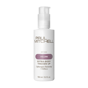 Paul Mitchell Extra-Body Thicken Up 150ml white pump bottle on a clean white background, providing lightweight thickening, fullness and soft hold.