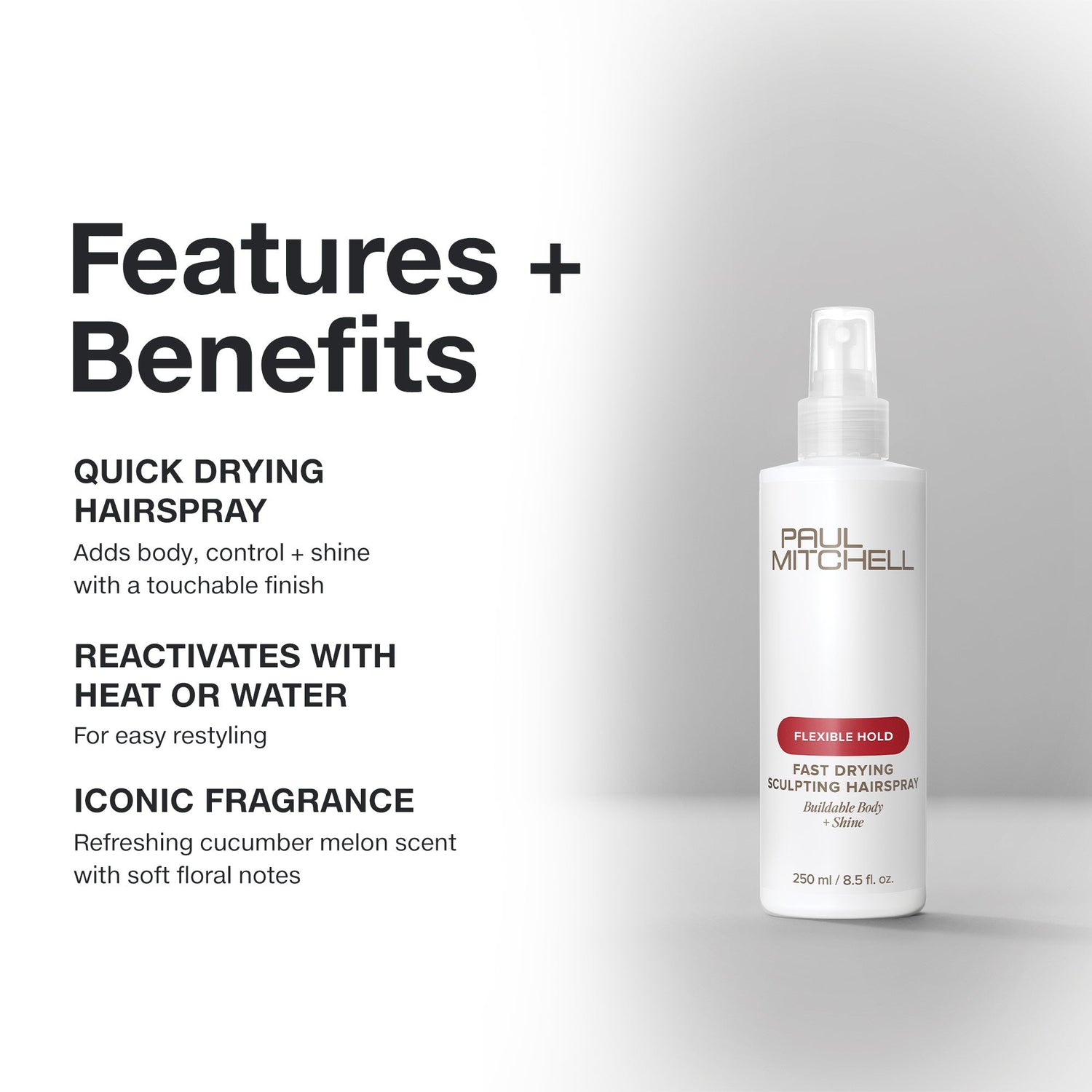 Paul Mitchell Flexible Style Fast Drying Sculpting Spray 250ml Features &amp; Benefits