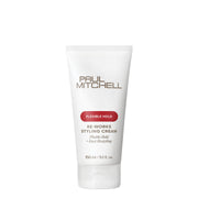 Paul Mitchell Re-Works Styling Cream 150ml white tube on a clean white background, offering flexible, pliable hold and easy restyling.