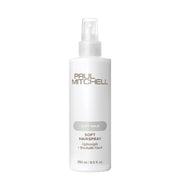 Paul Mitchell Soft Hold Soft Hairspray 250ml white spray bottle on a clean white background, offering lightweight, brushable natural hold.