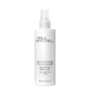 Paul Mitchell Sculpting Spray Gel 250ml white spray bottle on a clean white background, offering soft hold, lightweight body and shine.