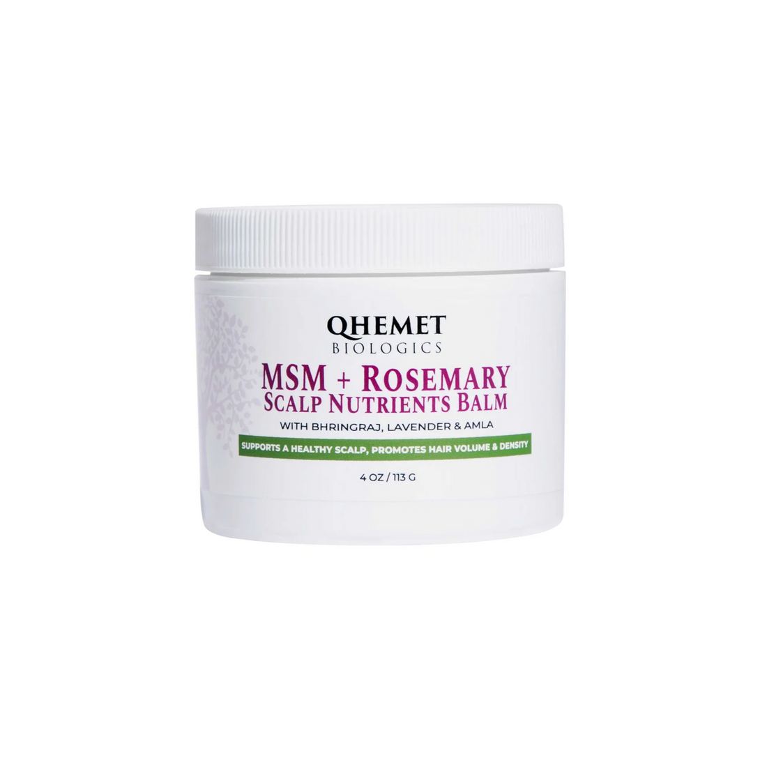 QHEMET BIOLOGICS MSM + Rosemary Scalp Nutrients Balm jar on a white background