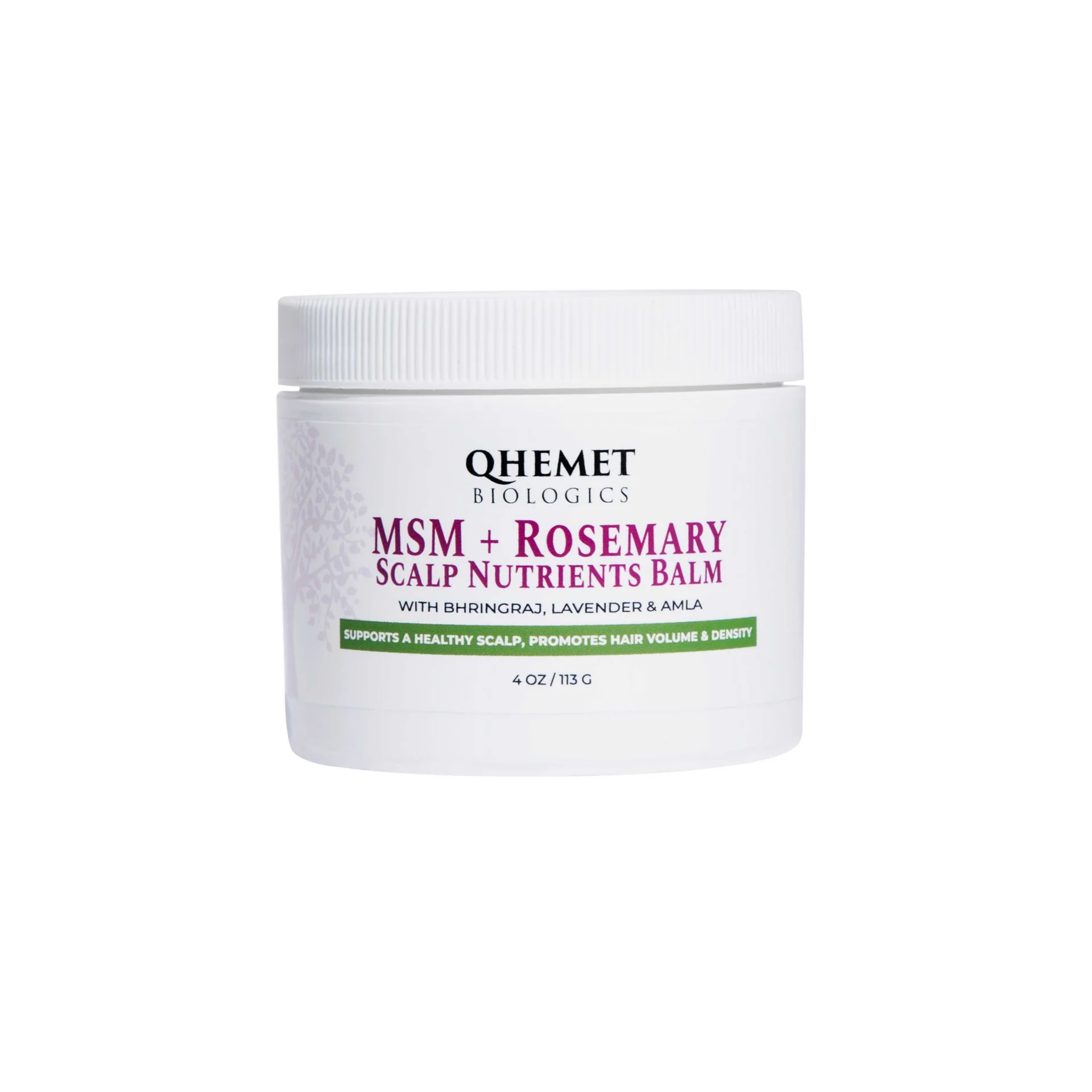 QHEMET BIOLOGICS MSM + Rosemary Scalp Nutrients Balm jar on a white background