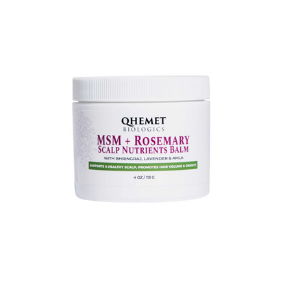 QHEMET BIOLOGICS MSM + Rosemary Scalp Nutrients Balm jar on a white background