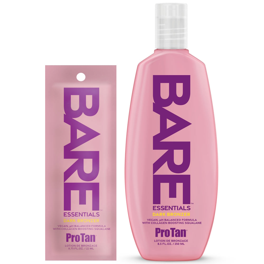 Pro Tan Bare Essentials Dark Bronzer available in 22ml sachet and 250ml bottle at Kiyo Beauty