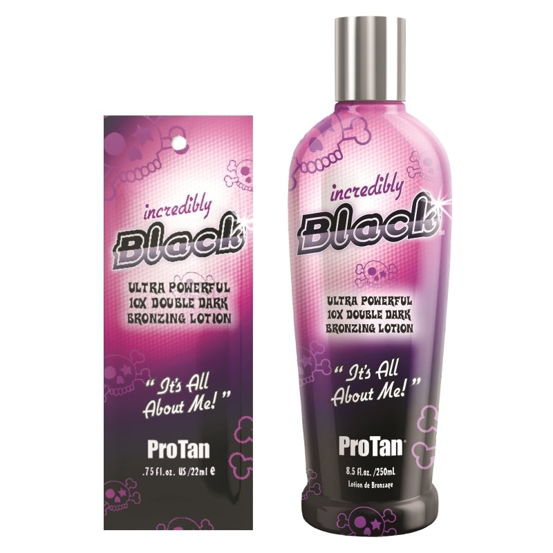 Pro Tan Incredibly Black 10X Double Dark Bronzing Lotion available in 22ml sachet and 250ml bottle at Kiyo Beauty