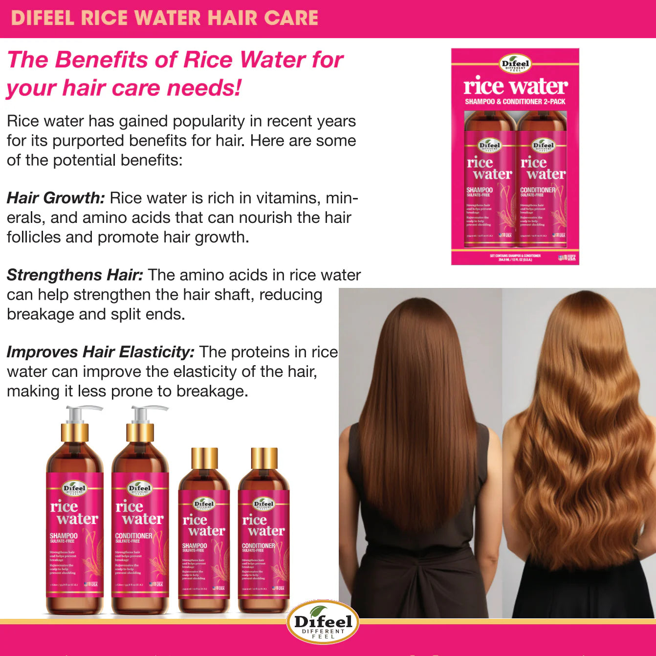 Difeel Rice Water Shampoo 12oz