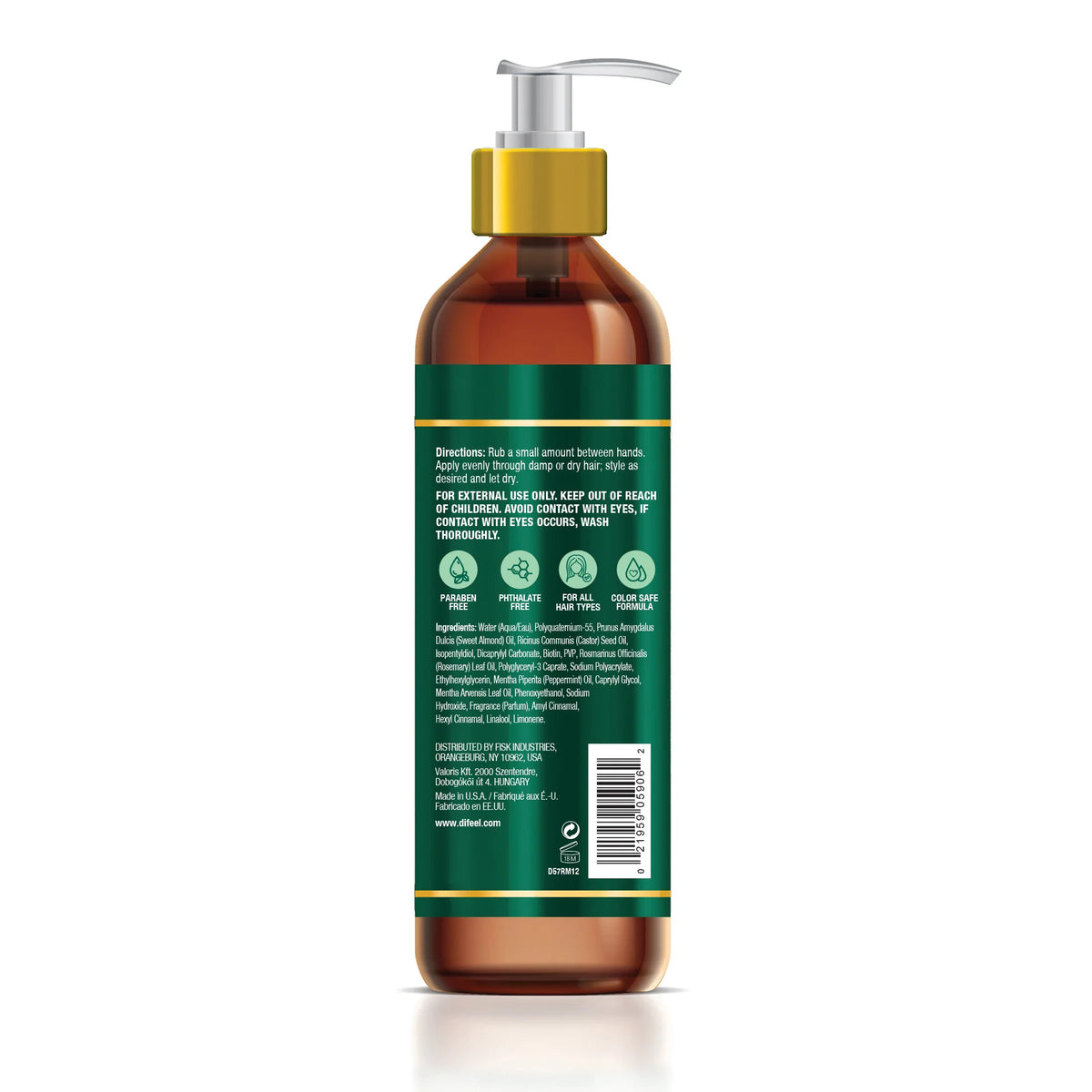 Difeel Rosemary and Mint Biotin Styling Cream 12oz for flexible hold volume texture manageability and shine