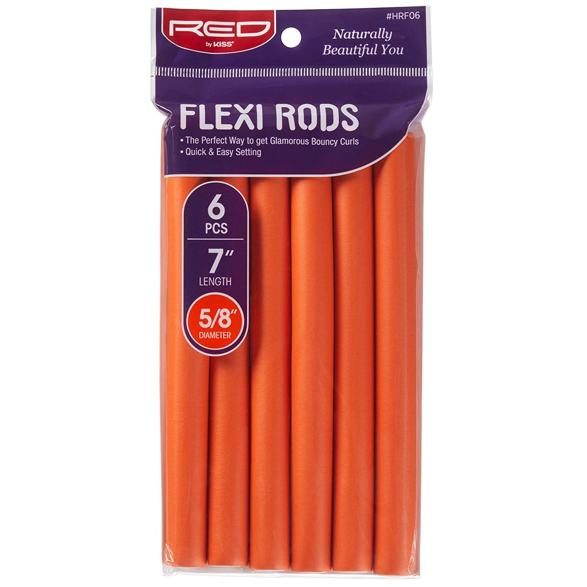Red By Kiss Flexi Rods 7" x 5/8" 6pc (Orange)