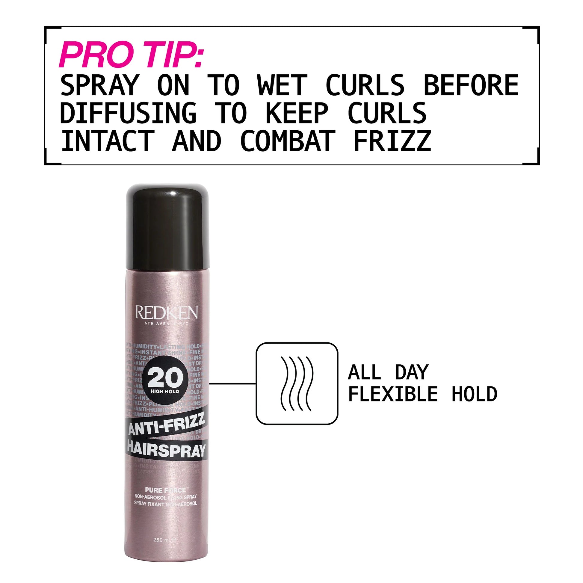 Redken 20 High Hold Anti-Frizz Hairspray 250ml pro tip