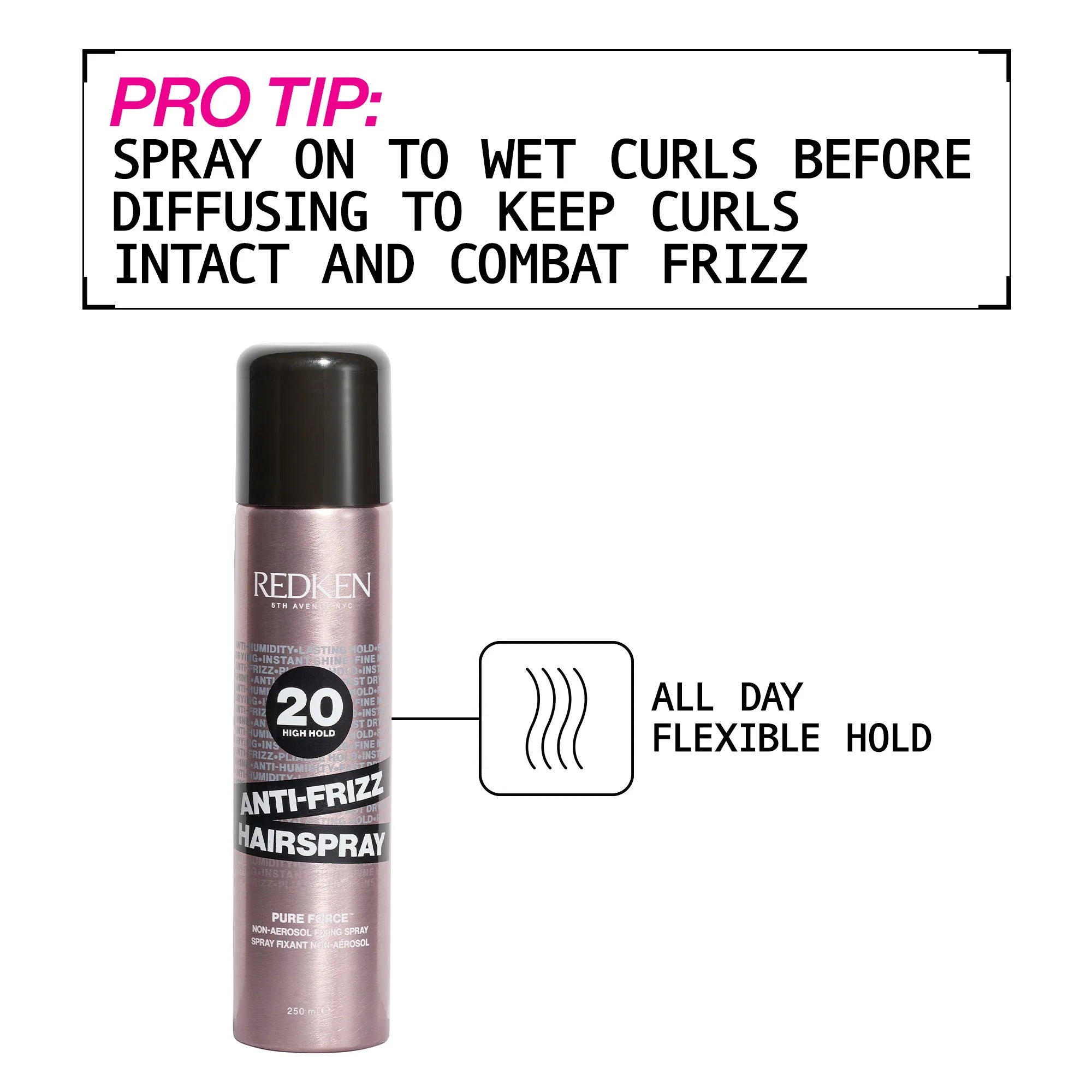 Redken 20 High Hold Anti-Frizz Hairspray 250ml pro tip