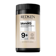 Front view of Redken BlondiQ 9+ Calibrated Anti-Brass Lightener 500g tub with advanced neutralisation technology for up to nine levels of lift