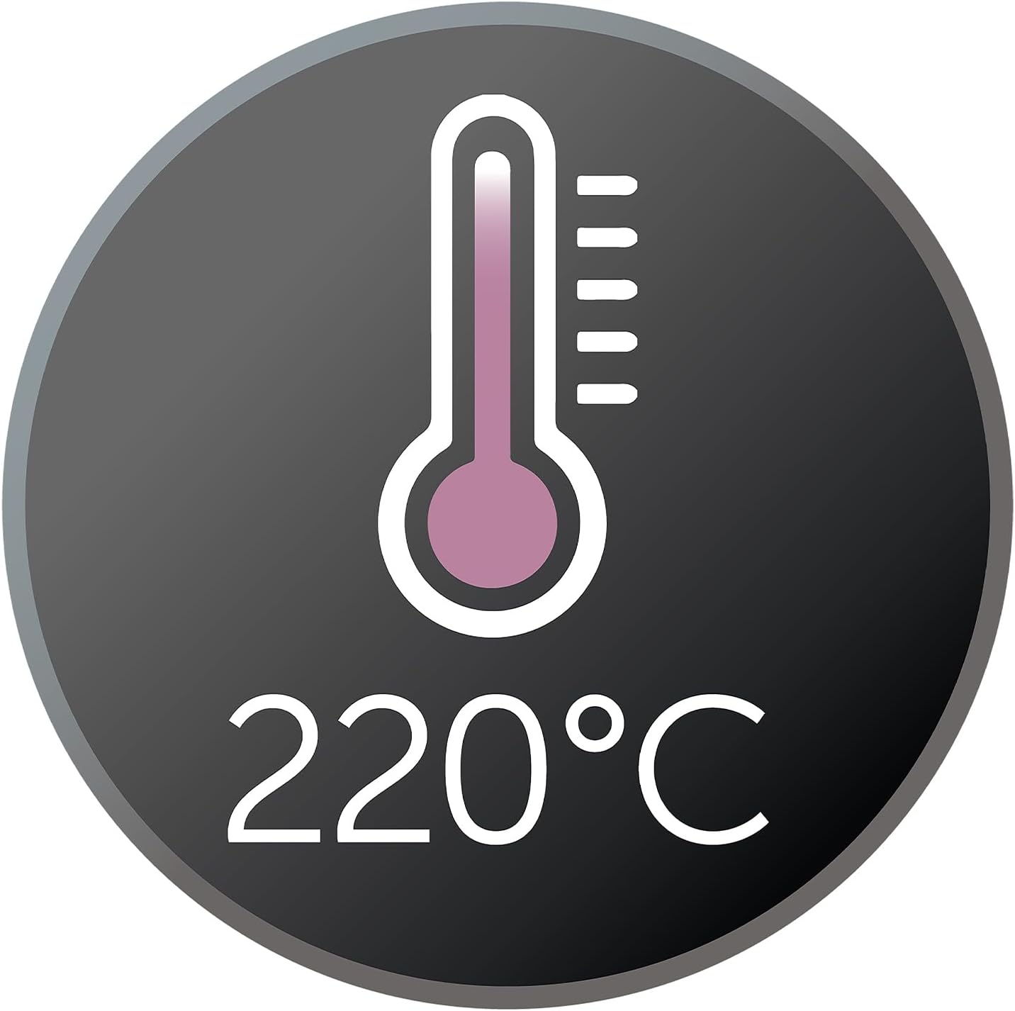220°C heat icon highlighting the Remington Ceramic Slim 220 Hair Straightener maximum styling temperature.