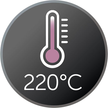 220°C heat icon highlighting the Remington Ceramic Slim 220 Hair Straightener maximum styling temperature.