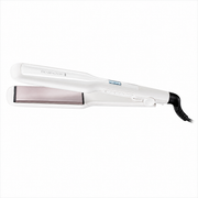 Remington Pro Ceramic Extra Wide Plate Straightener in white with extra wide ceramic plates, digital temperature display and adjustable heat settings on a white background.