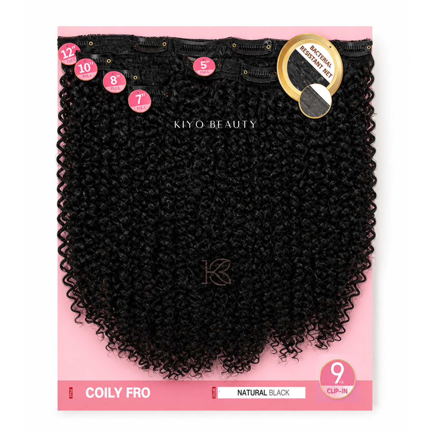Remy Chaser 100% Premium Fiber Coily Fro 9pc Clip-in