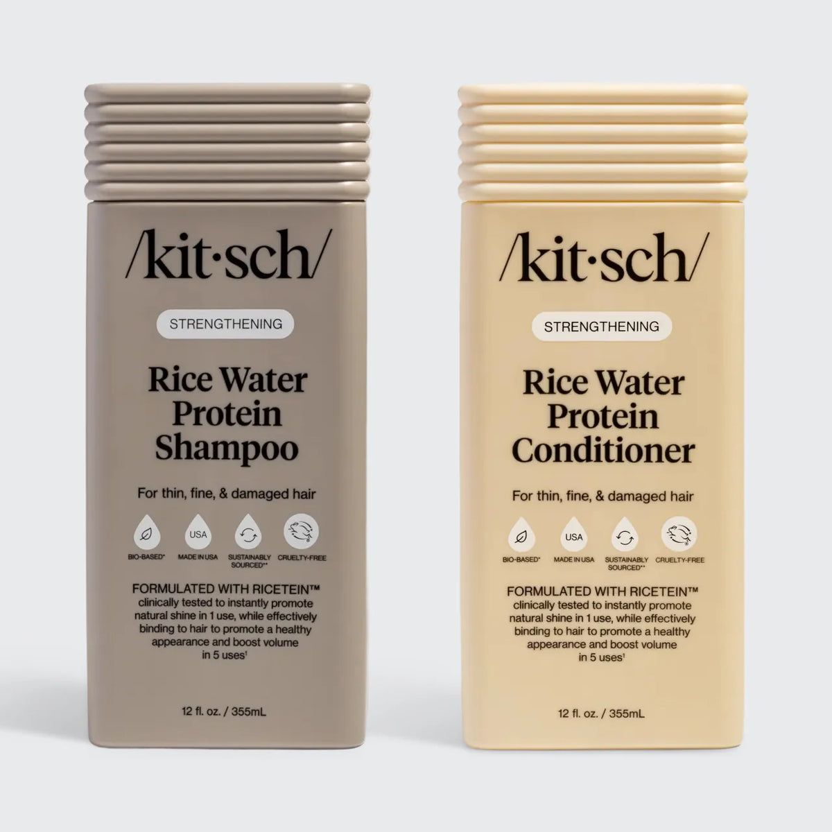 Kitsch Strengthening Rice Water Shampoo & Conditioner Bottle Duo - 2pc