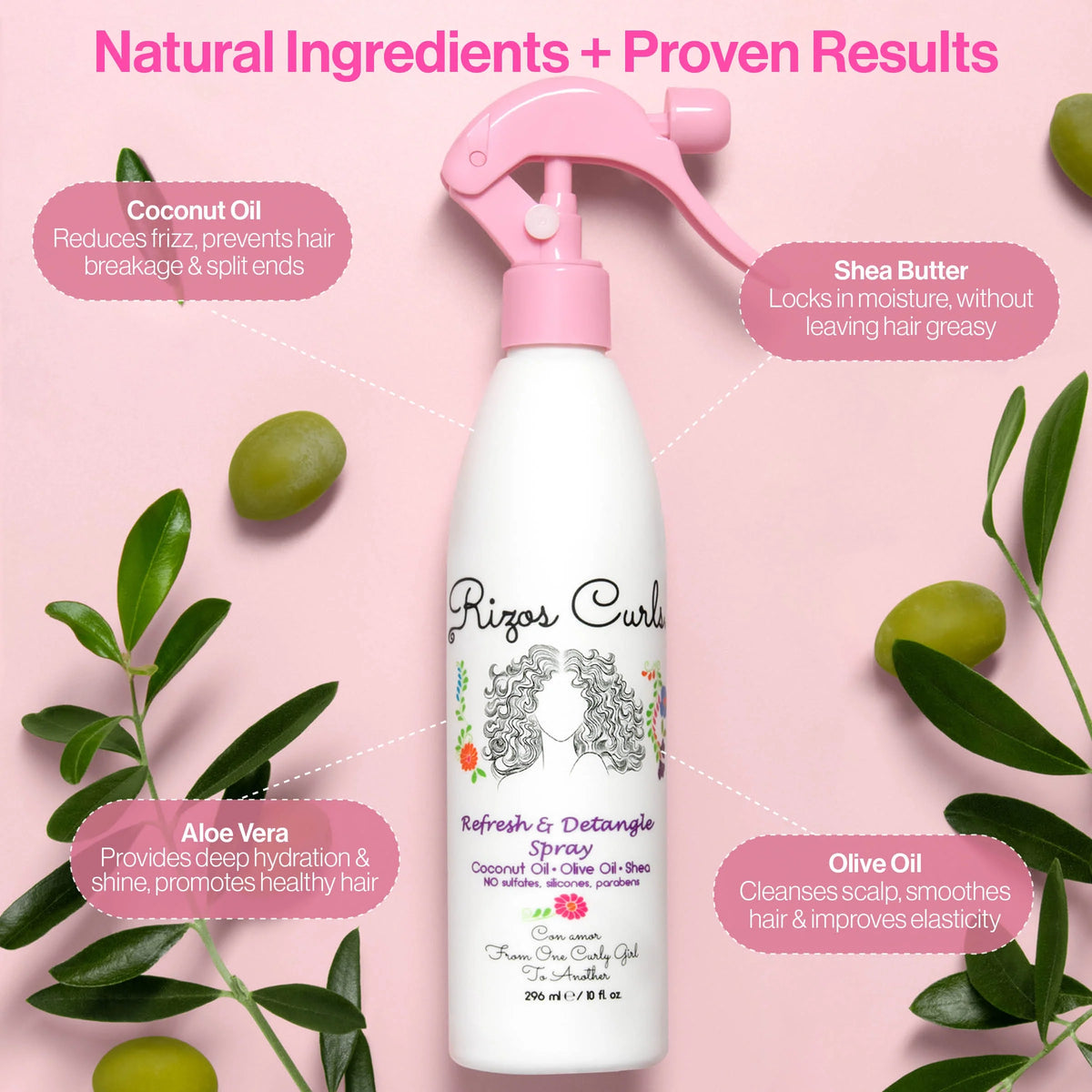 Rizos Curls Refresh & Detangle Spray 296ml / 10oz