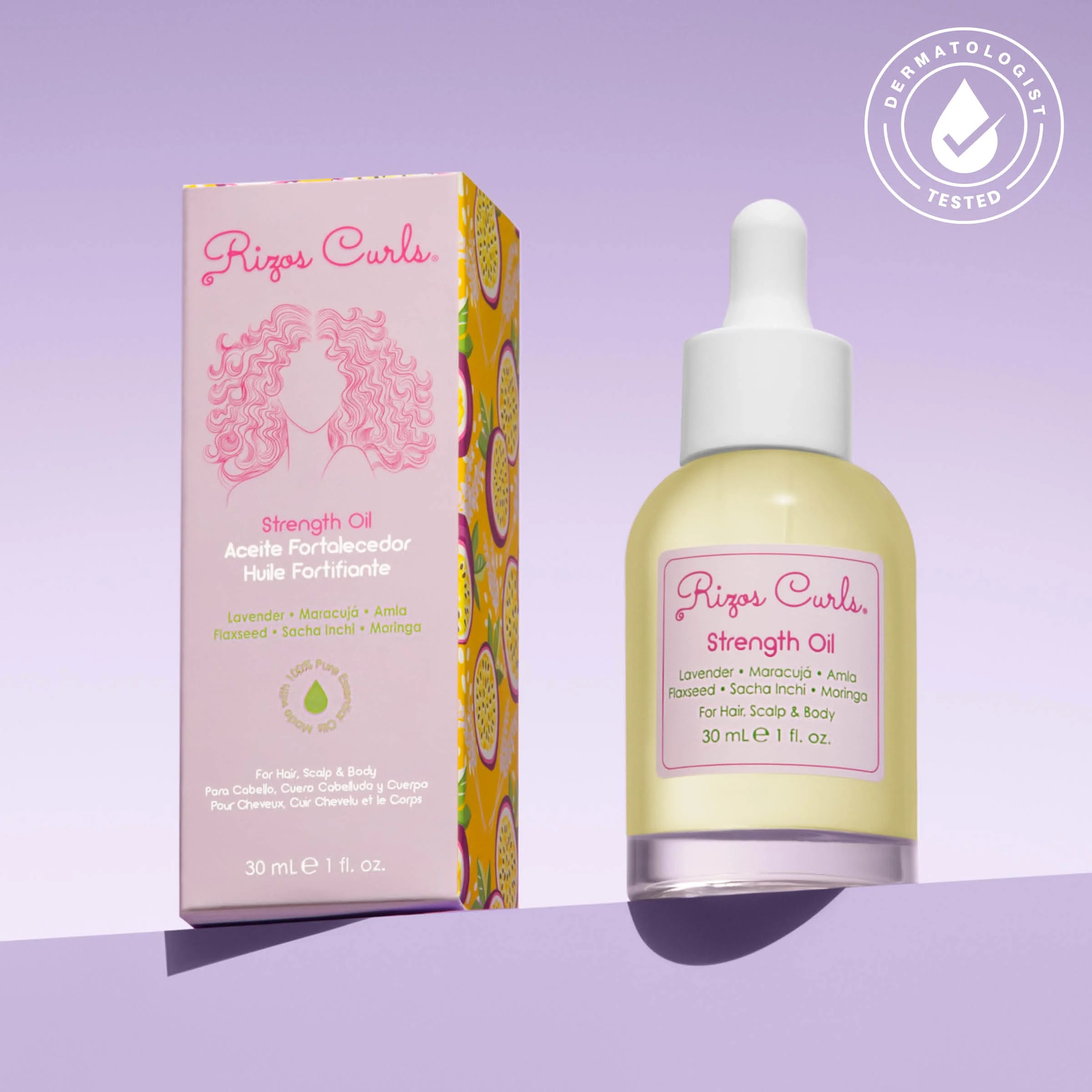 Rizos Curls Strength Oil for Hair, Scalp & Body Lavender & Flaxseed 30ml