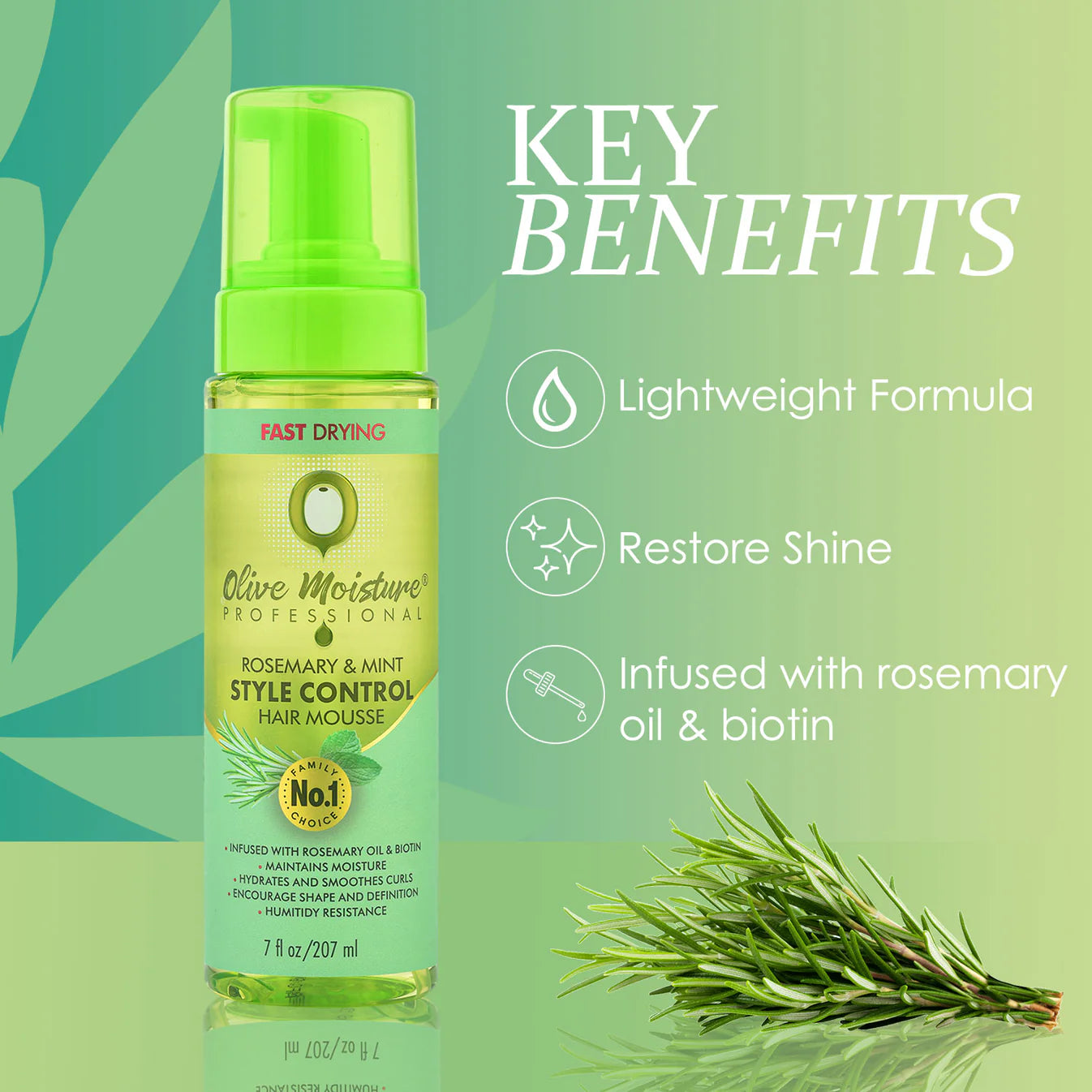 Olive Moisture Rosemary And Mint Style Control Hair Mousse 207ml