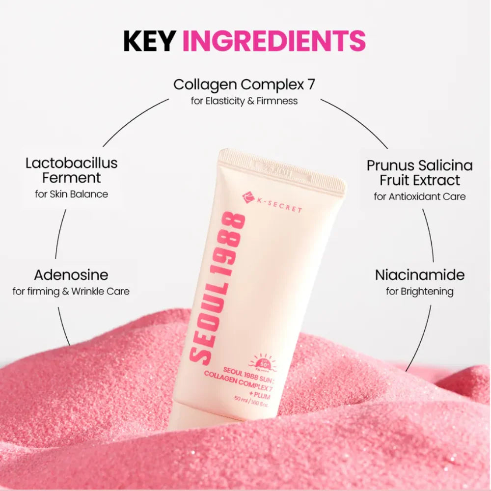 K-SECRET SEOUL 1988 Sun Collagen Complex 7 + Plum SPF50+ PA++++ 50ml
