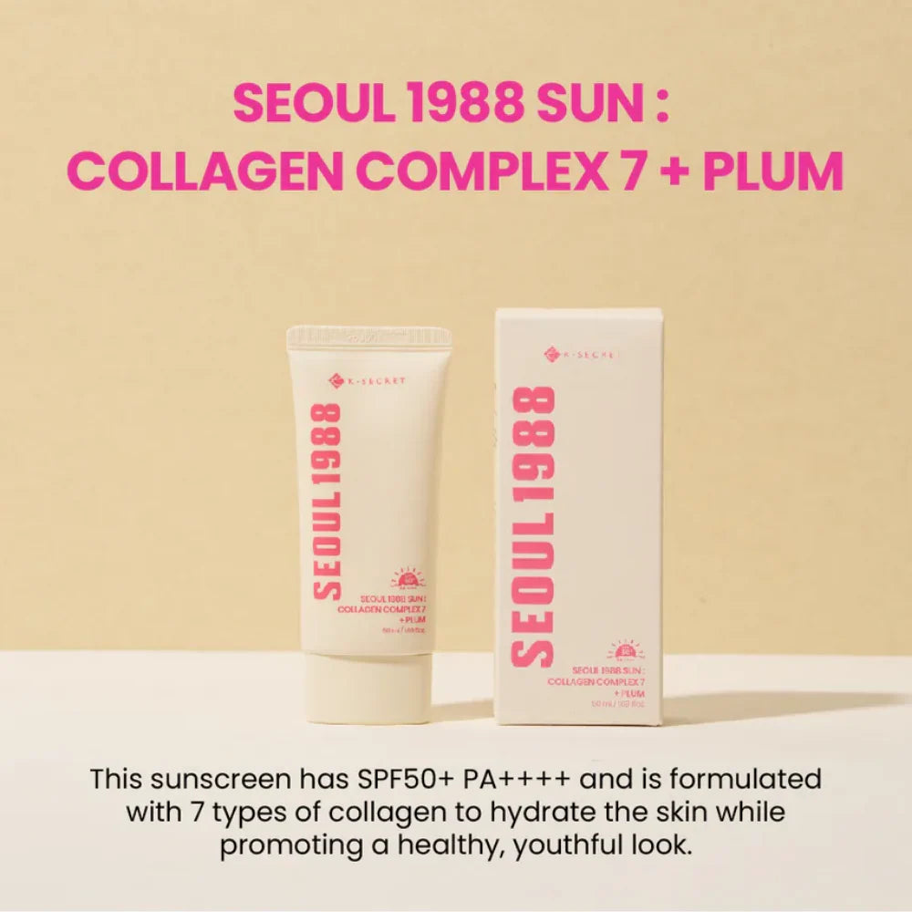 K-SECRET SEOUL 1988 Sun Collagen Complex 7 + Plum SPF50+ PA++++ 50ml