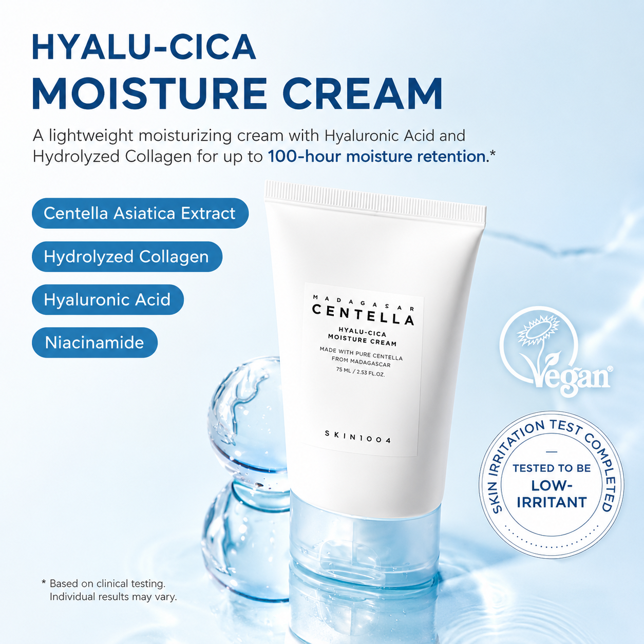 SKIN1004 Madagascar Centella Hyalu-Cica Moisture Cream 75ml infographic