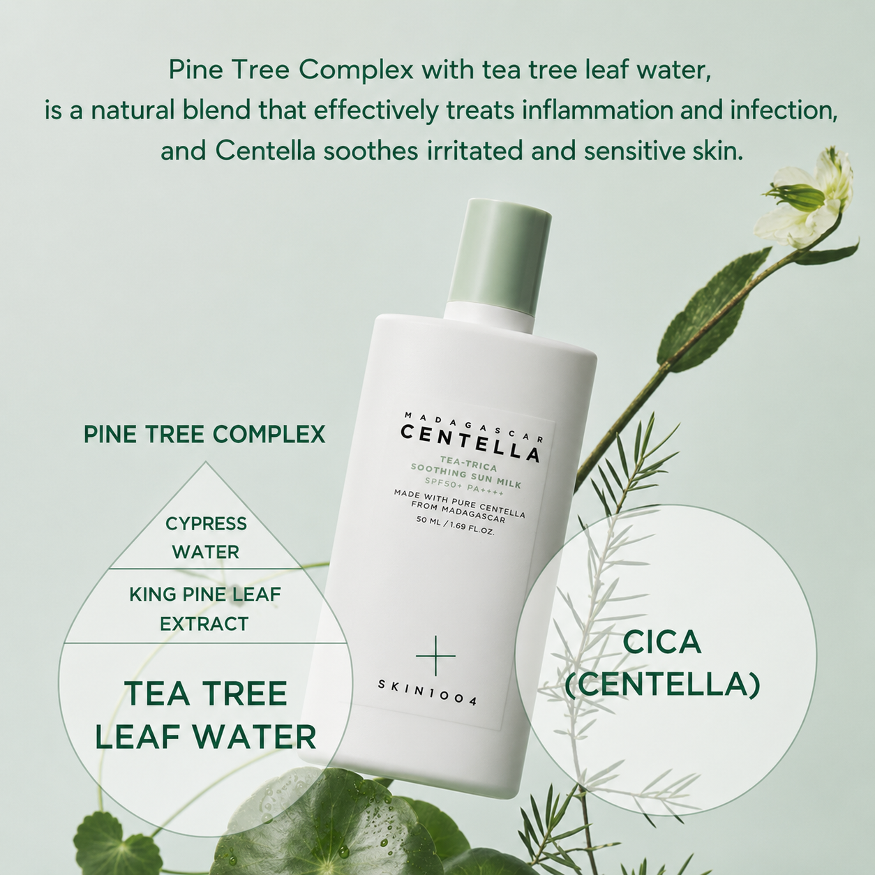 SKIN1004 Madagascar Centella Tea-Trica Soothing Sun Milk SPF50+ PA++++ 50ml