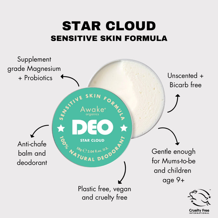 Awake Organics Deo Natural Deodrant Starcloud Sensitive Skin 58g