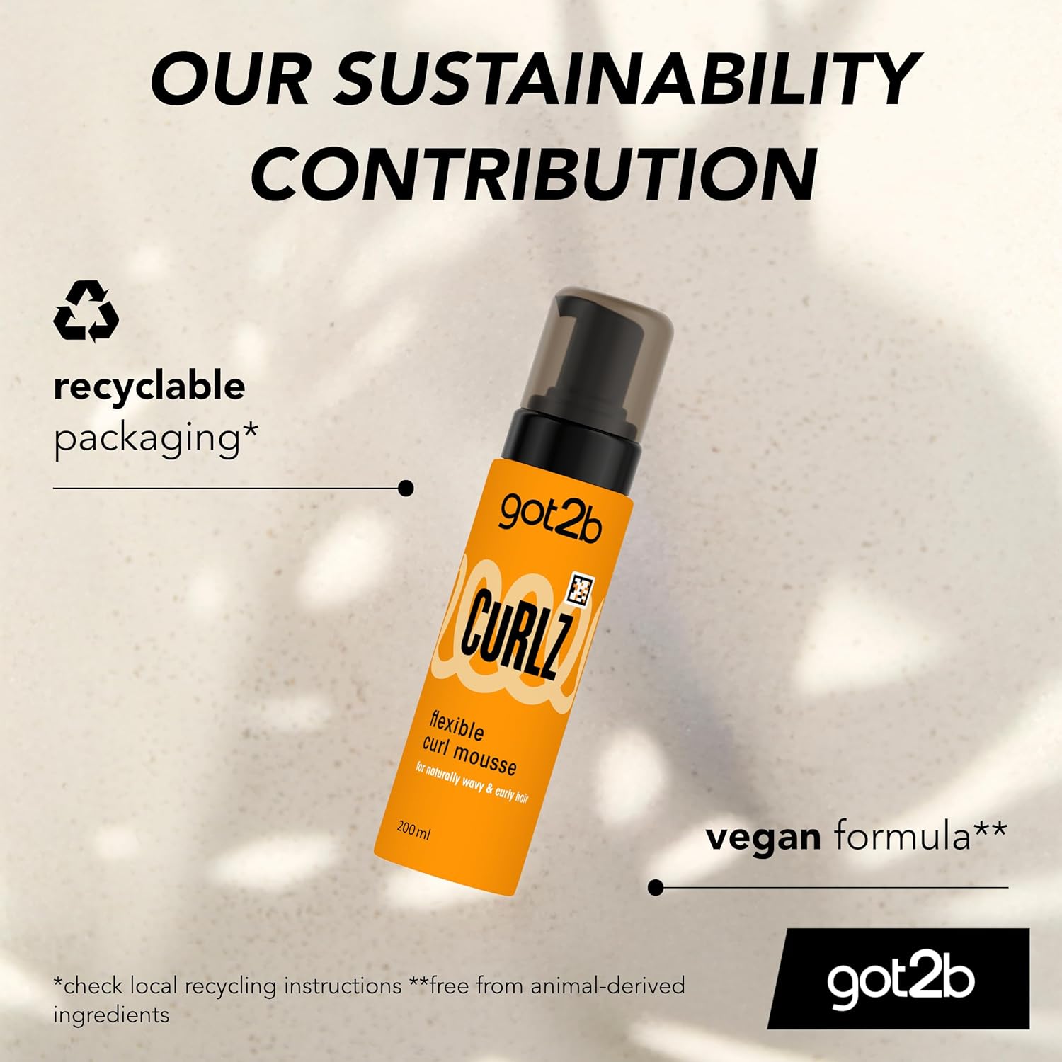 Schwarzkopf Got2b Curlz Flexible Curl Mousse 200ml sustainability contribution