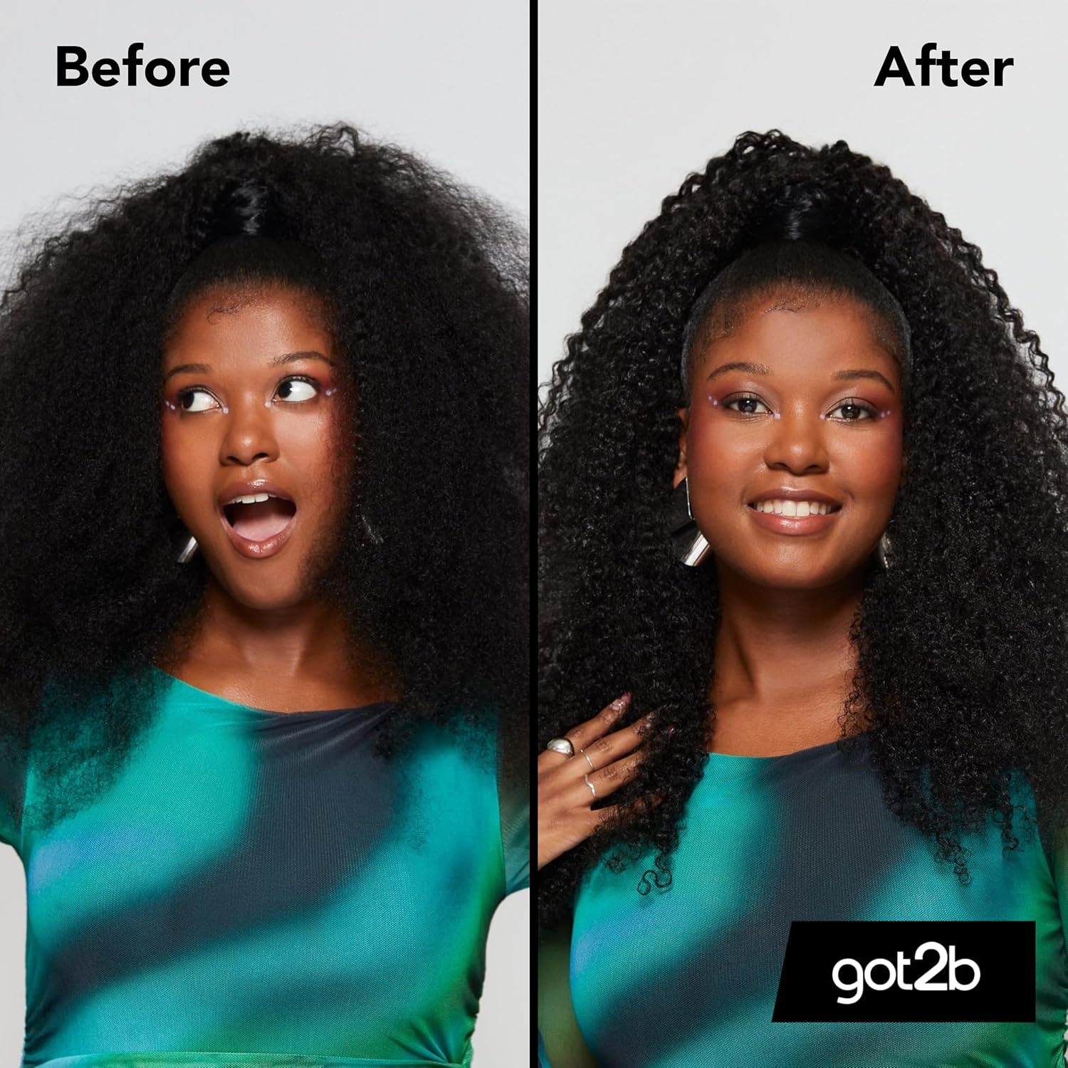 Schwarzkopf Got2b Curlz Moisturising Detangler 200ml before and after front