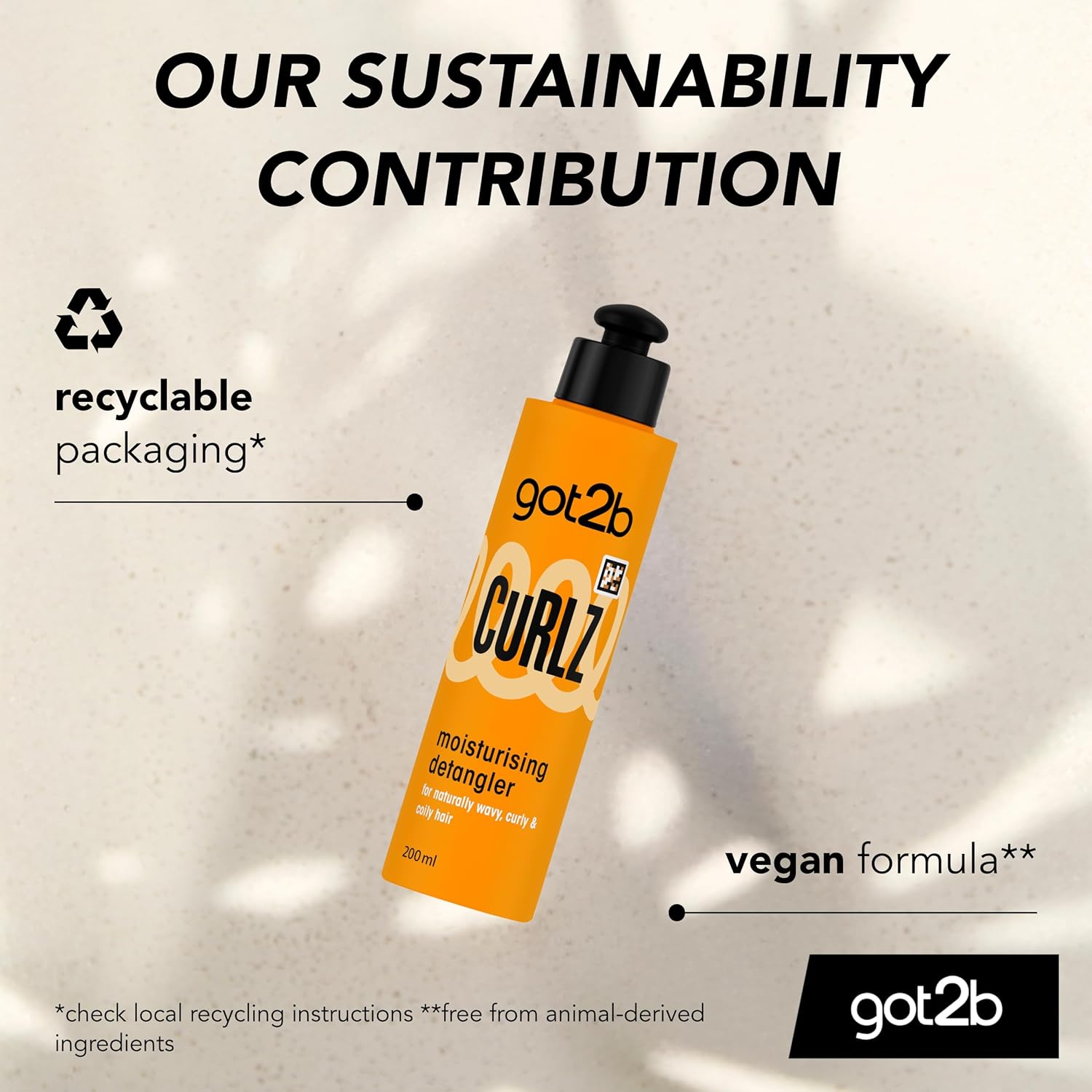 Schwarzkopf Got2b Curlz Moisturising Detangler 200ml sustainability contribution 