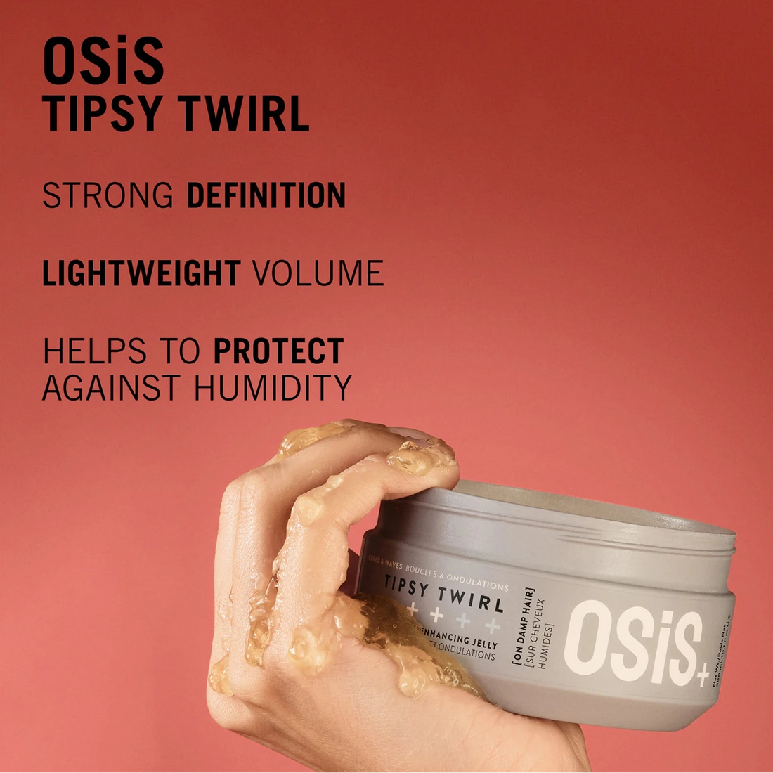 Schwarzkopf Professional Osis Tipsy Twirl Enhancing Jelly 300ml benefits with hand holding product 