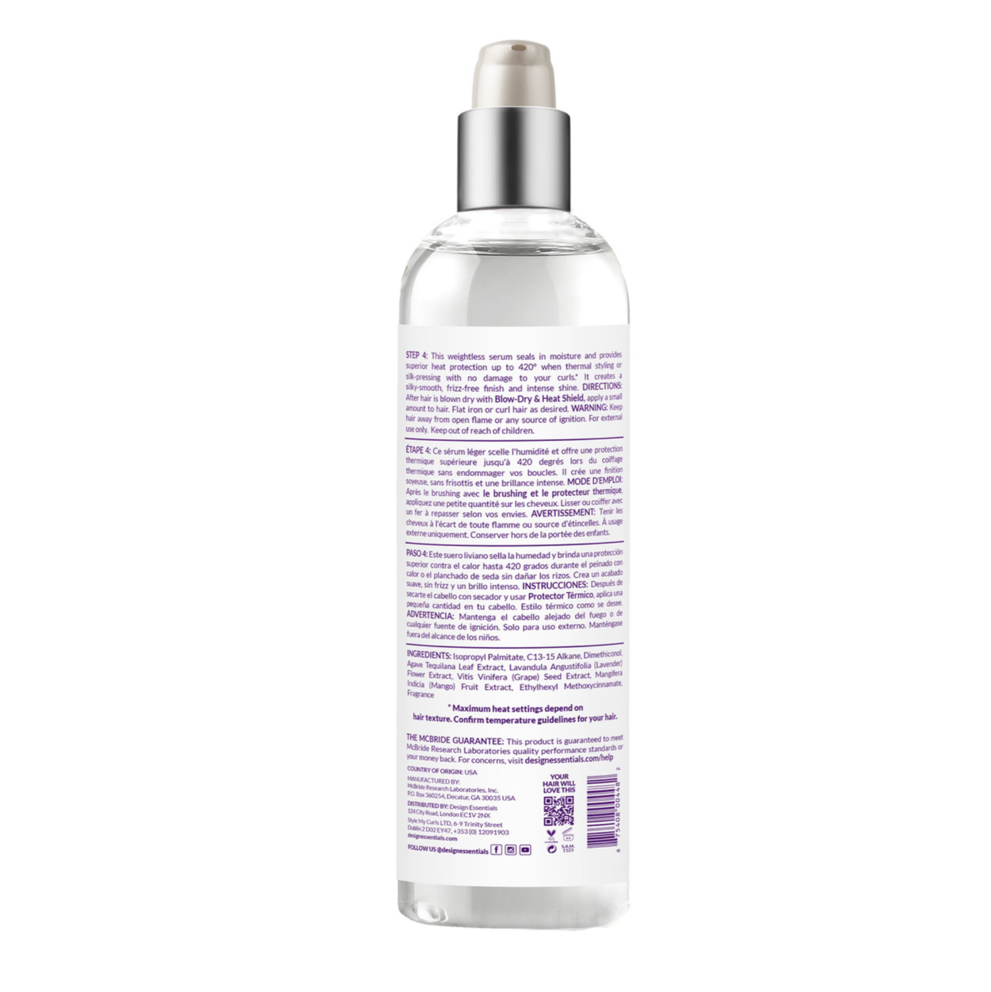 Design Essentials Natural Agave & Lavender Weightless Thermal Protectant Serum 4oz