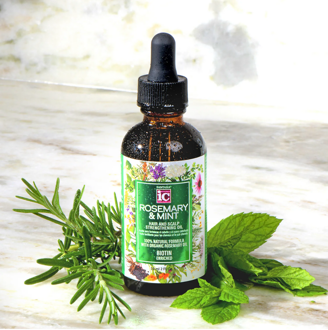 Fantasia IC Rosemary &amp; Mint Hair and Scalp Strengthening Oil Biotin Enriched 2oz