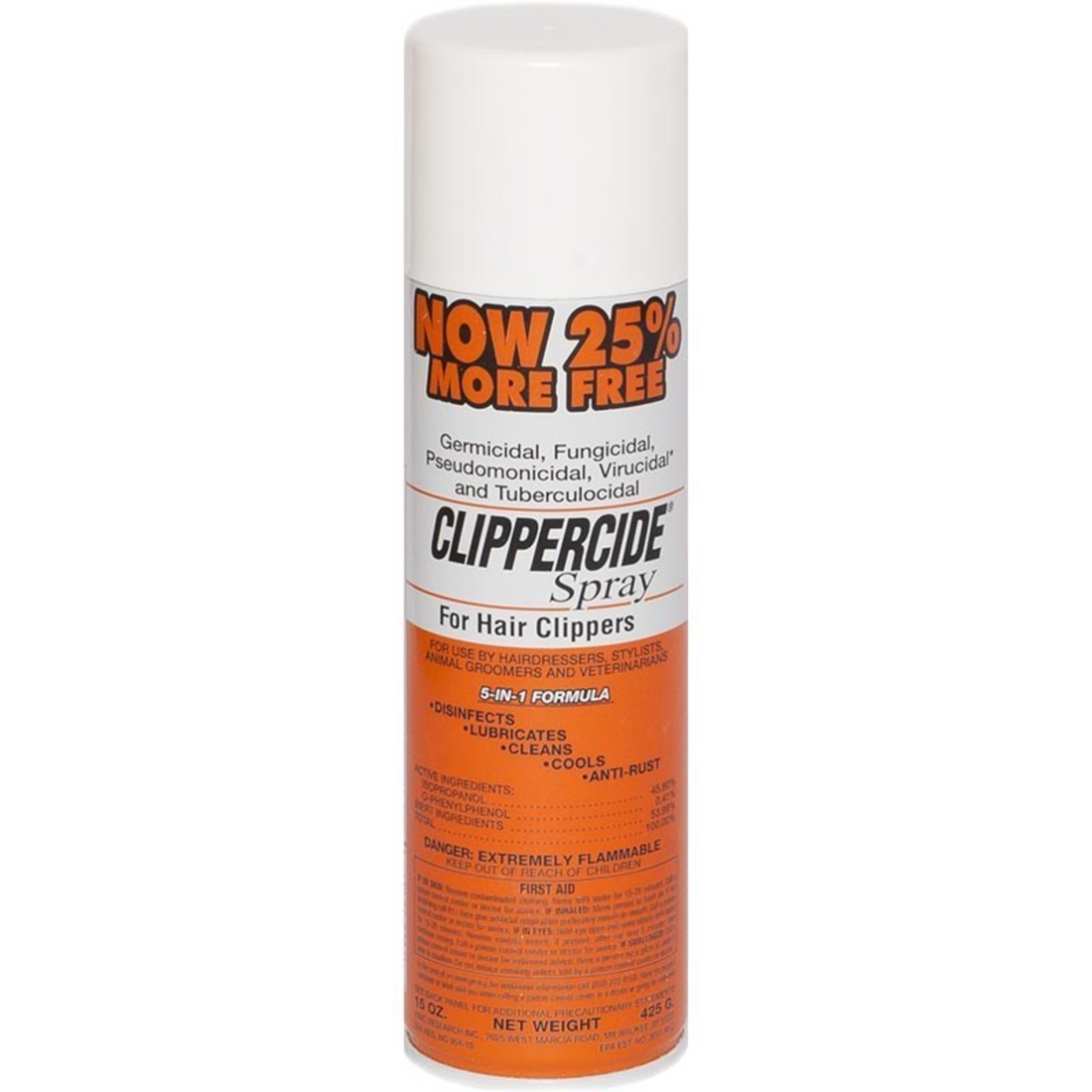 Clippercide spray can on a white background