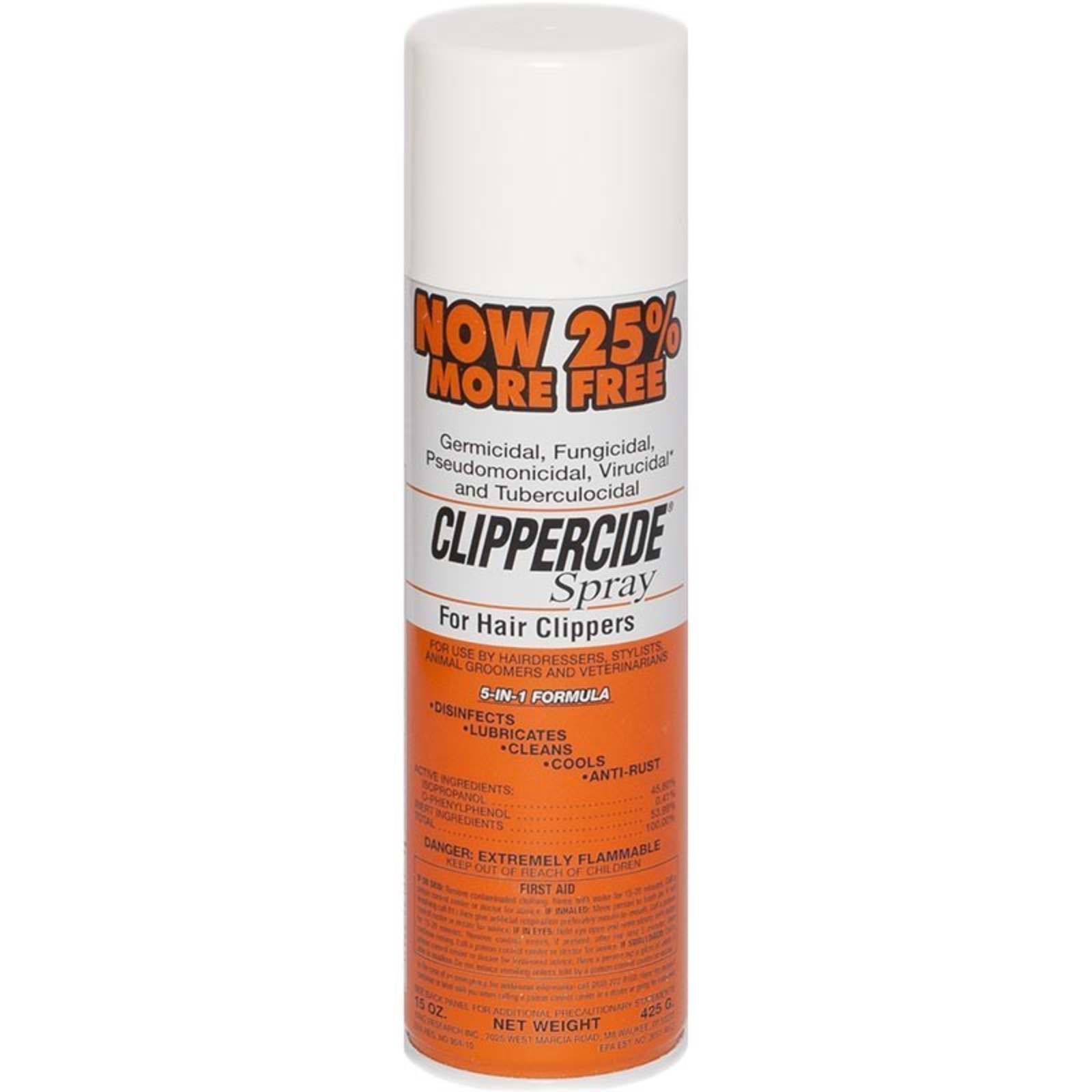 Clippercide spray can on a white background