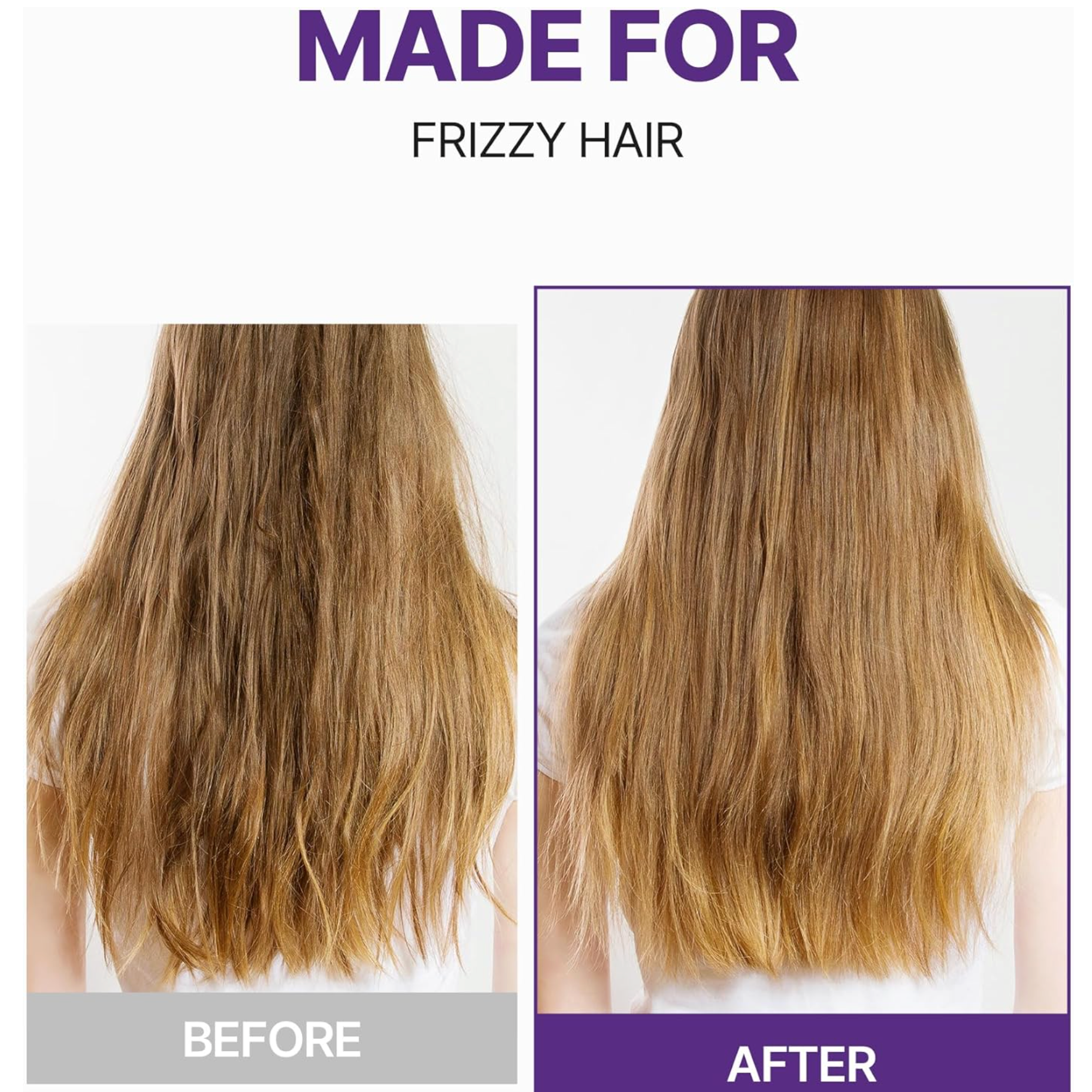 kundal honey & macadamia before and after, frizzy hair versus non frizzy hair