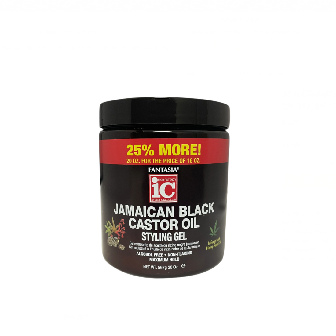 Fantasia IC Jamaican Black Castor Oil Styling Gel Infused with Hemp Seed Oil 16oz
